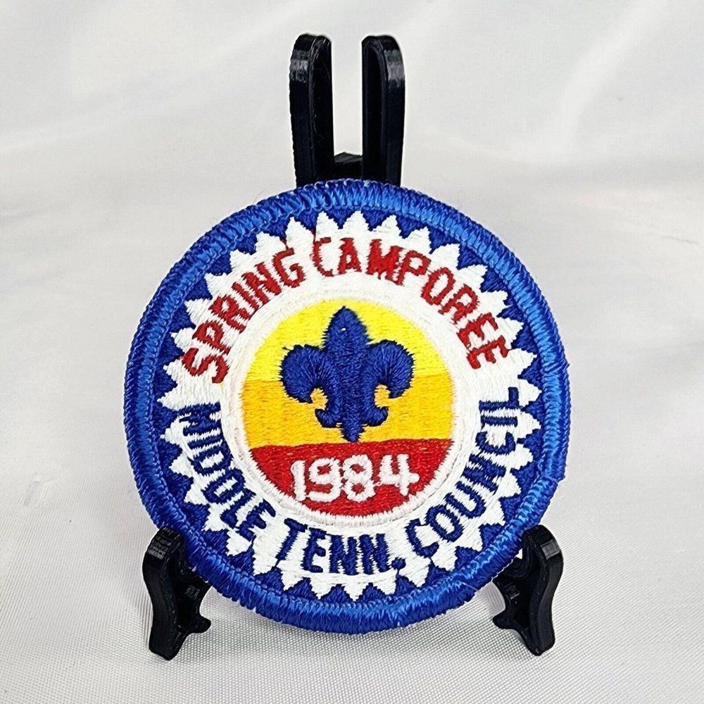 Spring Camporee Middle Tenn. Council 1984 Sew On 3 inch Circular Patch Rare Blue